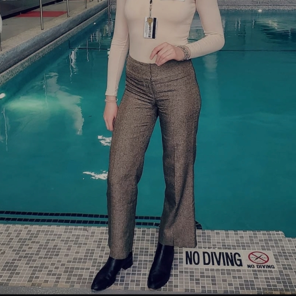 LOFT Tan Tailored Trousers with Straight-Leg Cut